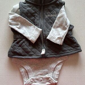 Carter's Charcoal and Light Gray Quilted Vest Onesie Set